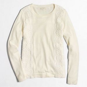 J. Crew lace accent teddy sweater - Ivory